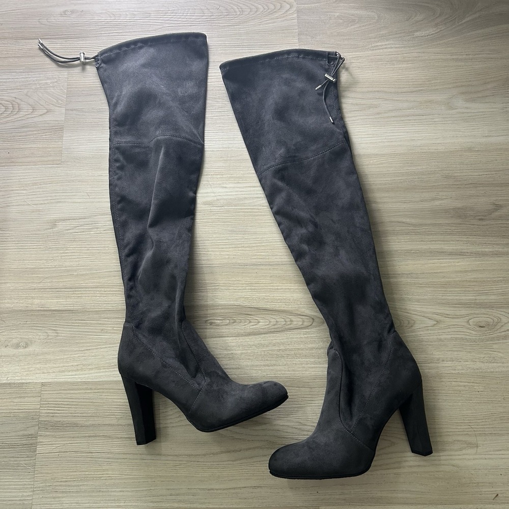 Sam Edelman Boots Women's 9 M Kent Over the Knee Stretch Dark Grey Gray Suede